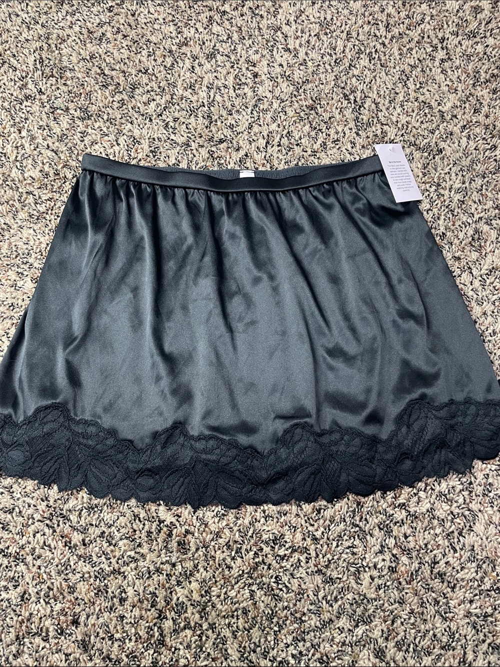 Auden Intimates Black Satin Lace Trim Half Slip Size S | NWT